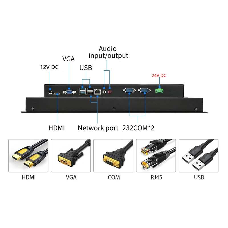 14 15,6 17,3 cala Wbudowany komputer przemysłowy Zasilacz 24 V Panel tabletu AIO Rezystancyjny ekran dotykowy Core i3 dla Win10 Pro