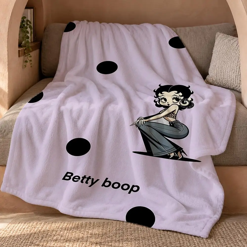 B-Betty Boop Throw Double Sided Flannel Throw Blanket Soft Travel Camping Sofa Bed Home