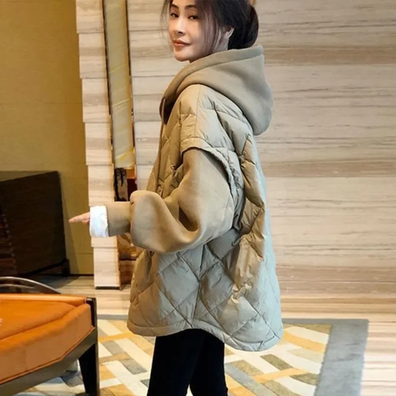 Fashion Casual Hooded Sweatshirt Jacket Women Hoodies Winter Sandwich Cotton Thickened Warm Pullover Cotton Clothing Tops New