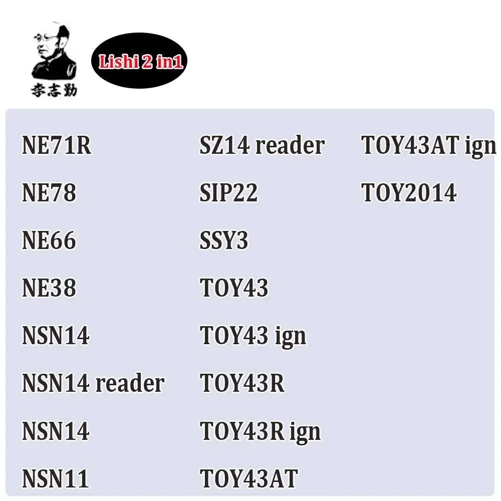 Lishi Tool 2 in1 HY20 HY20R HY22 ISU5 YA4 YA4R GO2R PG02 KPT-1 NEW SM3/SM5 NEW SW5.7(2) for LDV-2021 SQDL for KAWASAKI-2021 view 3
