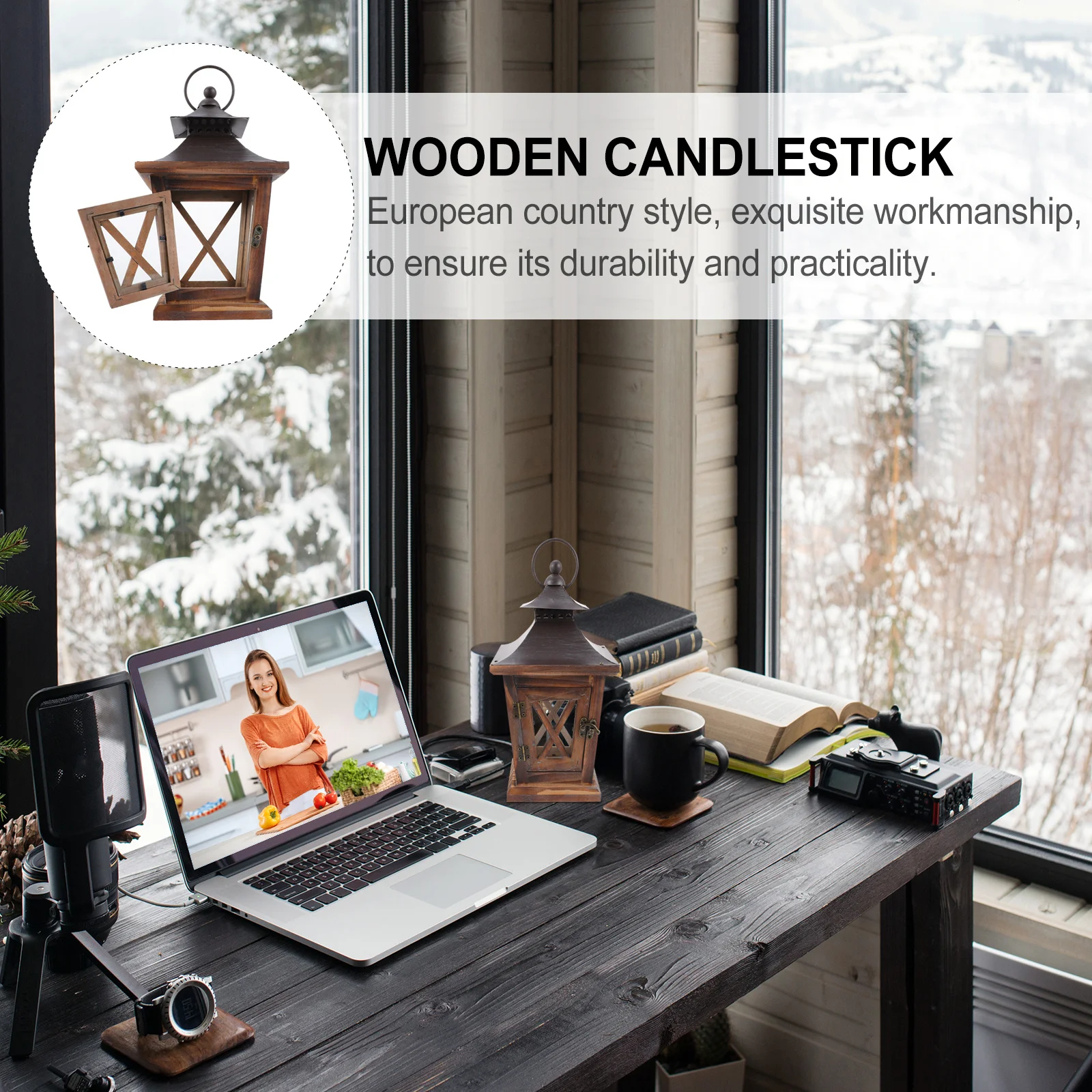 

1Pcs Retro Wooden Candlestick Holder European Style Desktop Holder Romantic Home Decor Rustic Tabletop Stand