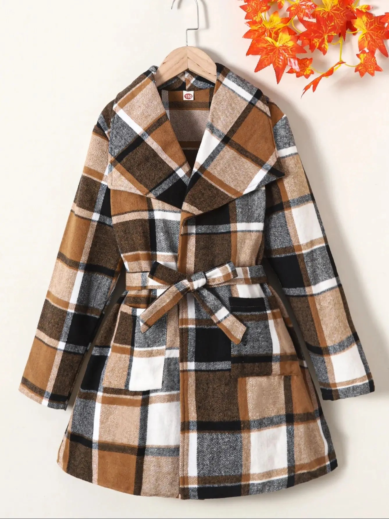 Children's clothing 2024 autumn and winter girls long coats in large children's plaid coat casual wear