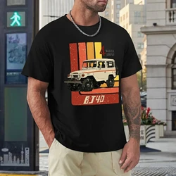 レトロな半袖Tシャツ,カジュアルでユーモラスな車のプリントが施された,男性用,大,トレンディ,fj40