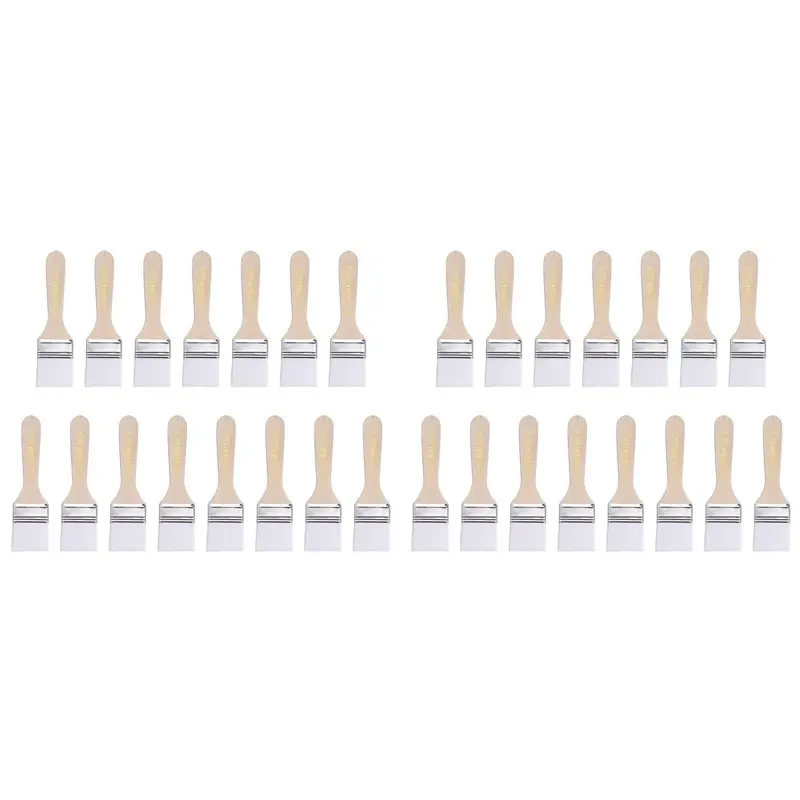 75STO-30Pcs Paint Brushes Paint Brush Nylon Flat Wall Paint Brush Soft Bristle With Wood Handle For Painting DIY 1.5 Inch