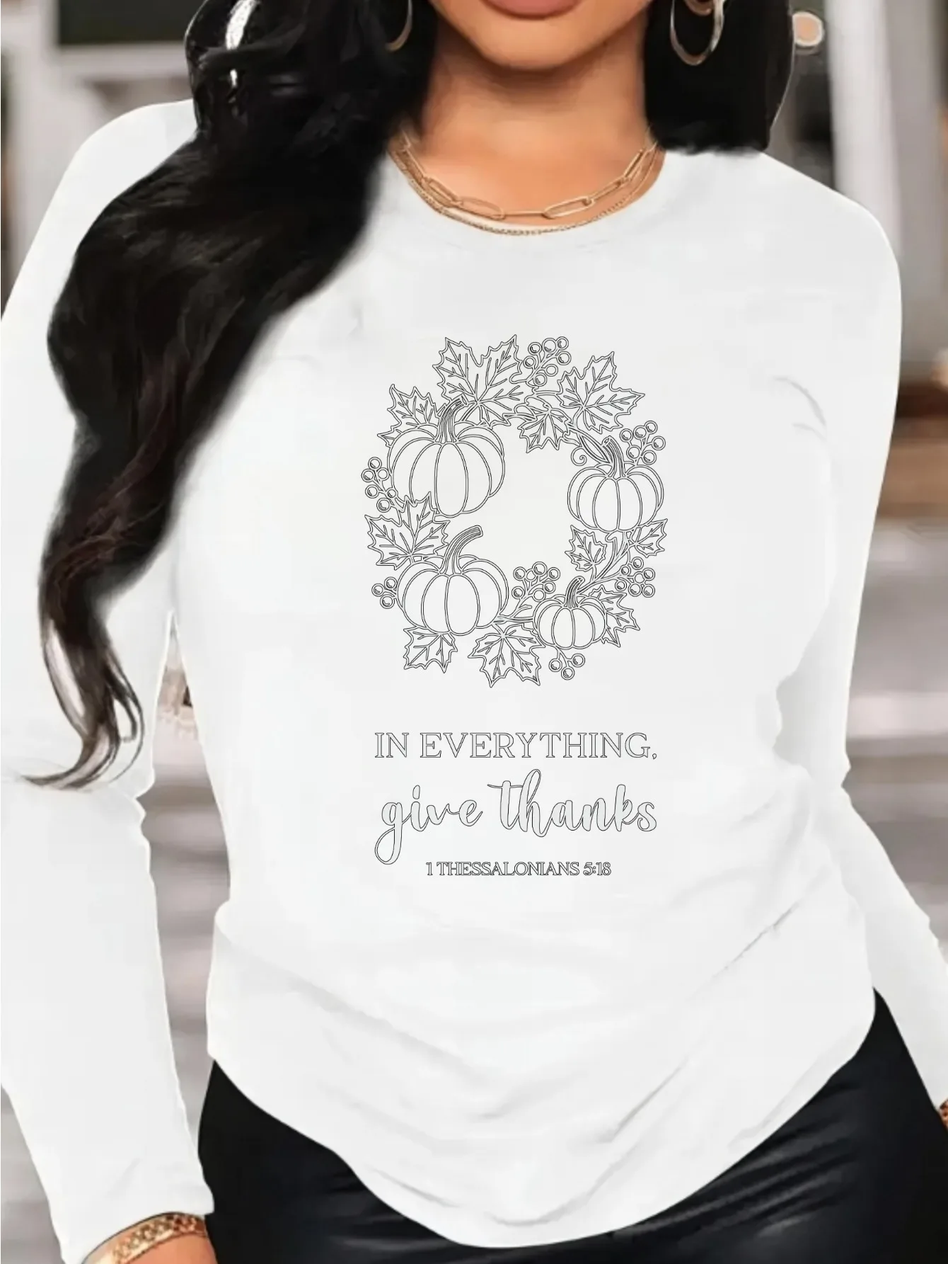 تي شيرت Fall Christian White Halloween قطني بأكمام طويلة، أبيض ناعم دافئ للجنسين مناسب لليالي الخريف