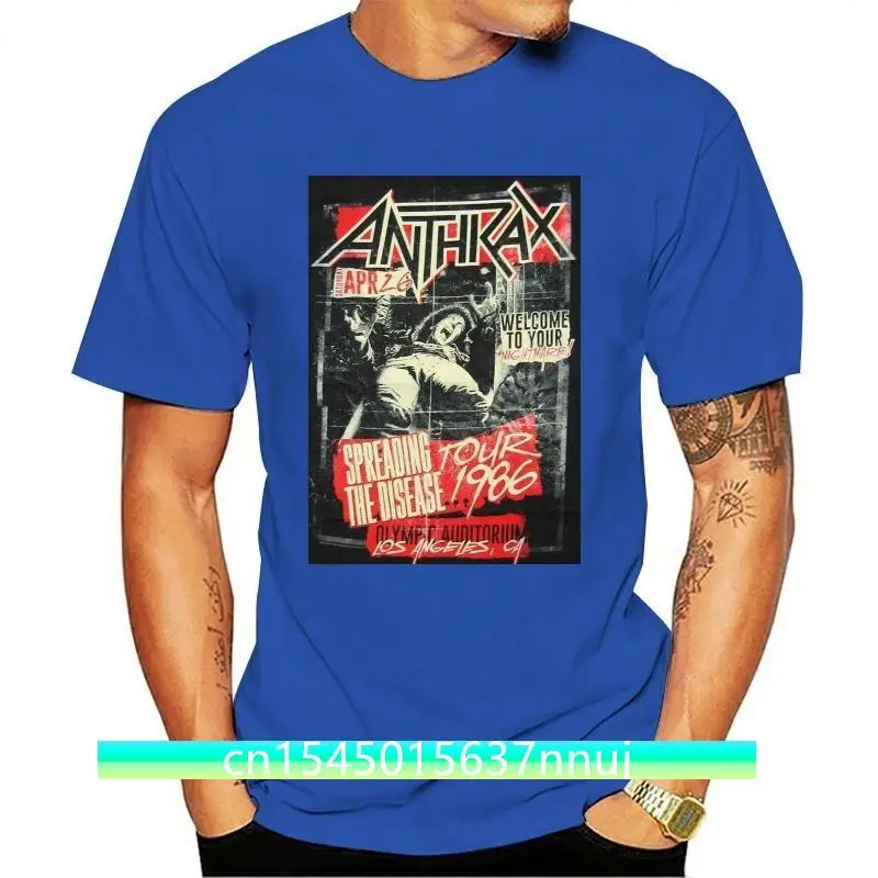 New Anthrax Spreading The Disease 1986 Black T Shirt 2021 Adult Band Reissue Loose Size Top Tee Shirt