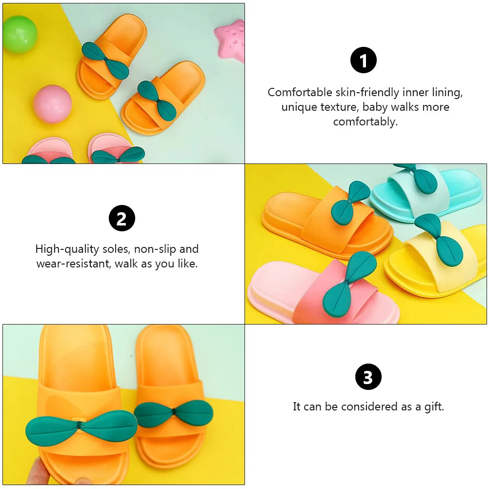 

1 Pair Summer Kids Slippers Soft Sole Non-Slip Cartoon Lightweight Pvc Household Children Bath Slippers Adorable Design Orange