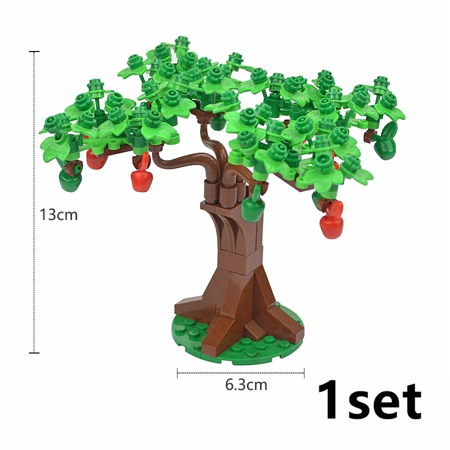 MOC City Plant Tree Assemble Bricks Forest Green Tree Bushes Model Building Block Decorate Street Garden Plants Particle Kid Toy