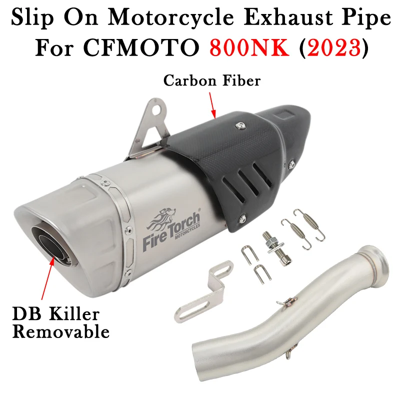 

Slip On For CFMOTO 800NK Modify 51MM Motorcycle Exhaust System Escape Moto Bike Mid Tube Muffler DB Killer With Middle Link Pipe