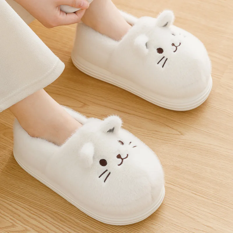 Newest kitty slippers women footsie kittens slides maternity shoes woman fuzzy home slipper cuddly furry cats house shoe 44 45