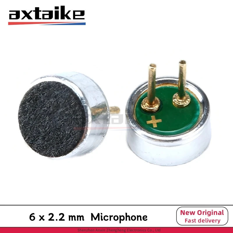 10PCS 6*2.2mm Mic 6022 Electret Microphone Condenser Usd To 52DB MP3 The Recording Head 6×2.2mm 0.5mA 3V DC 2Pin Pickup