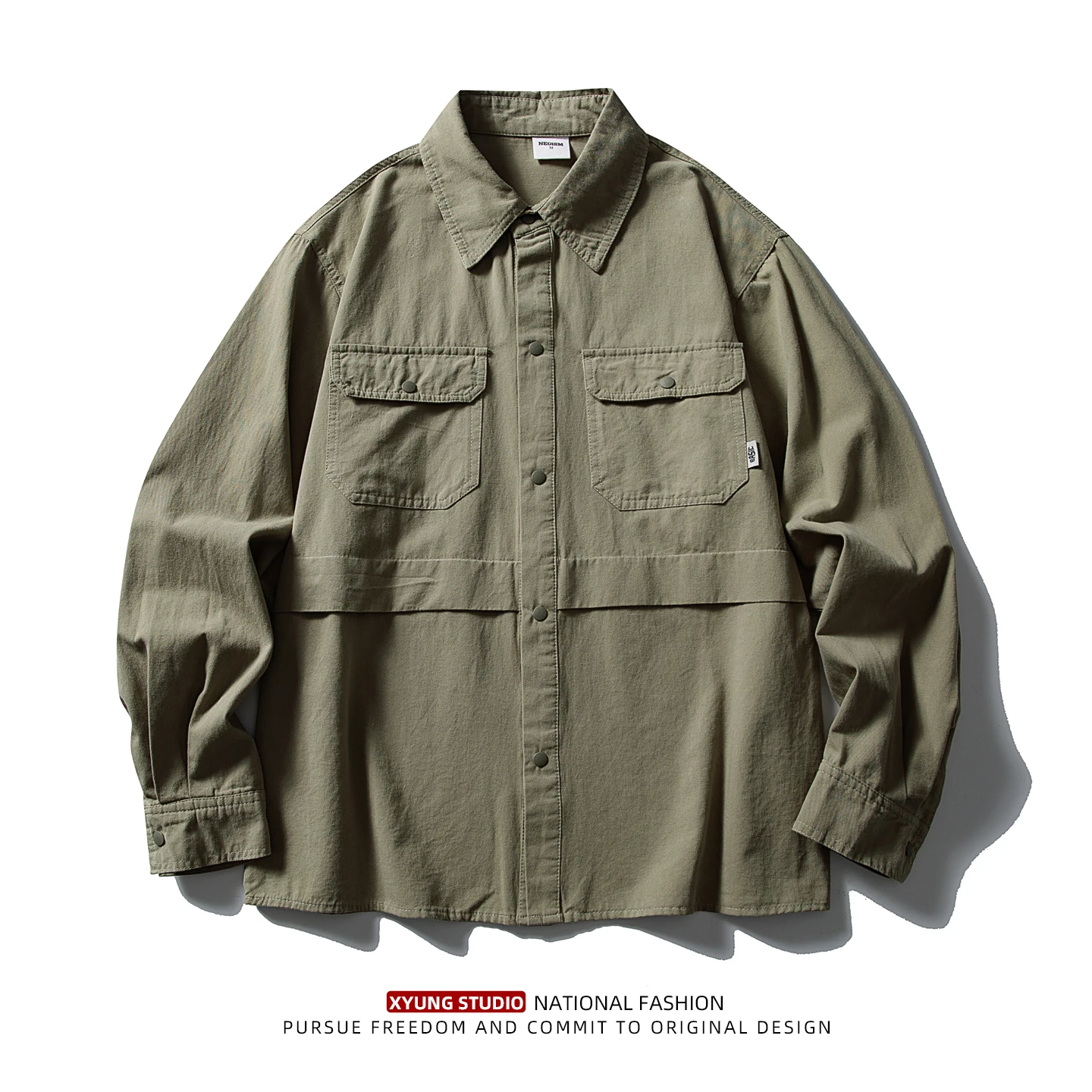 

Ретро-рабочая одежда из чистого хлопка, мужская верхняя одежда с длинными рукавами, новинка ранней осени, свободная верхняя одежда в американском стиле, универсальный мужской топ