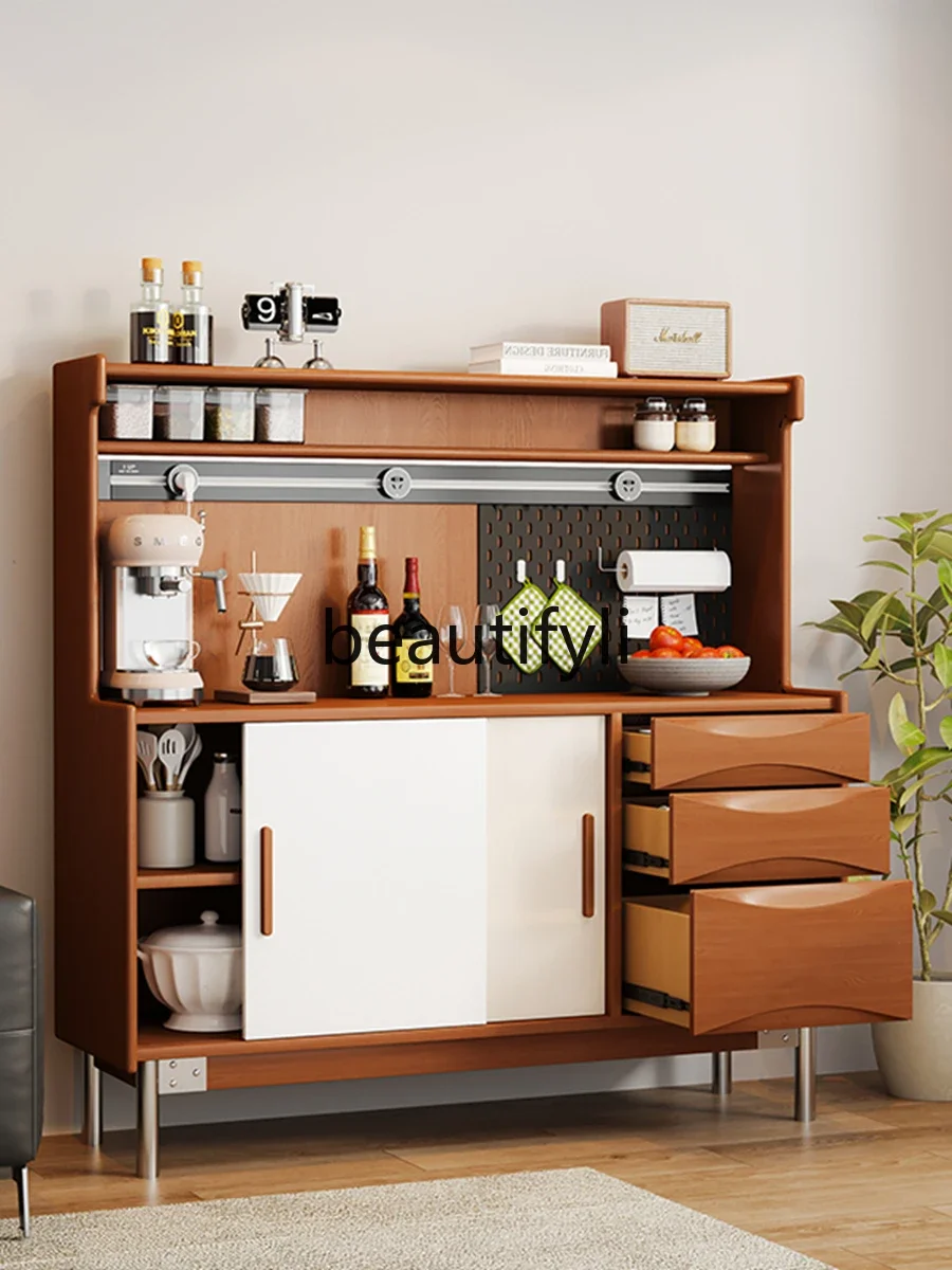 

Nordic retro solid wood dining side cabinet medieval home storage wine cabinet living room wall locker