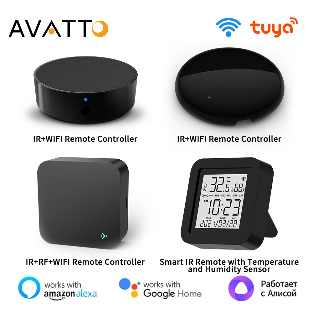 AVATTO-Controle Remoto Universal para TV, DVD, AC, Tuya, Smart Life, Controle de Voz, Alexa, Google Home, Wi-Fi, RF, IR, Novo