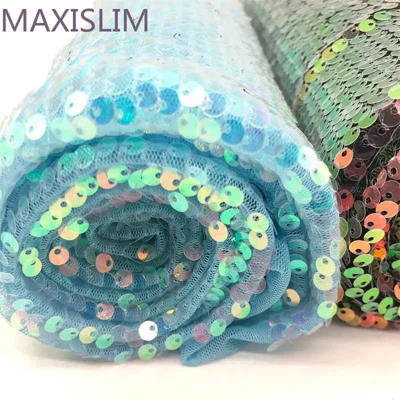 Spot Wholesale 5MM Flip Mesh Sequin Fabrics By Yard DIY Sewing Skirt Shirts Wedding Dresses Suits Background Fabrics Wide:125CM