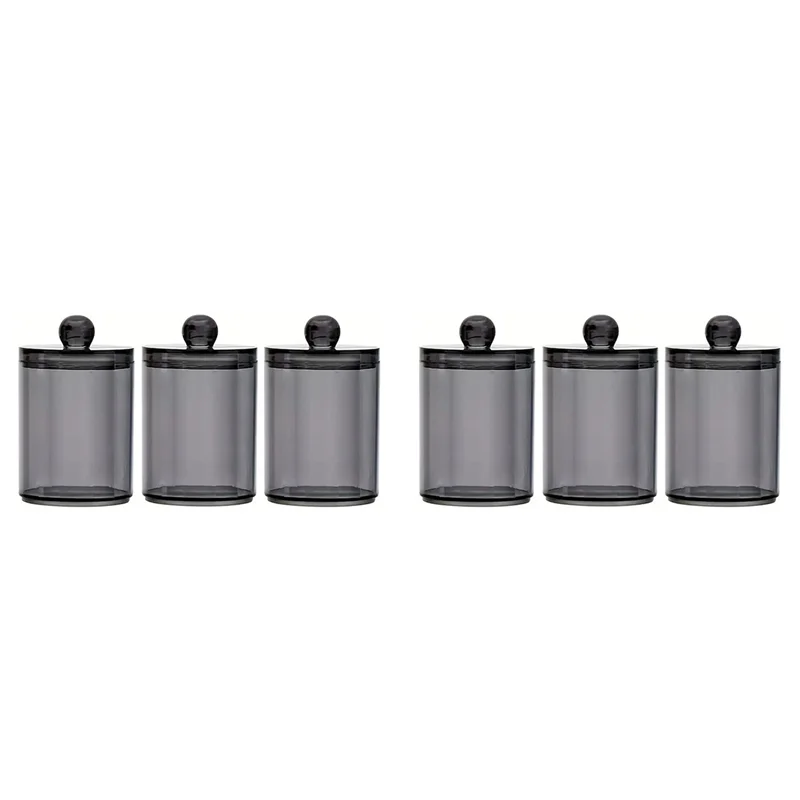 

ABWZ-6 Pack Qtip Диспенсерные банки Банка для ванной комнаты Черный пластиковый держатель Коробка для хранения ватных шариков, ватных тампонов