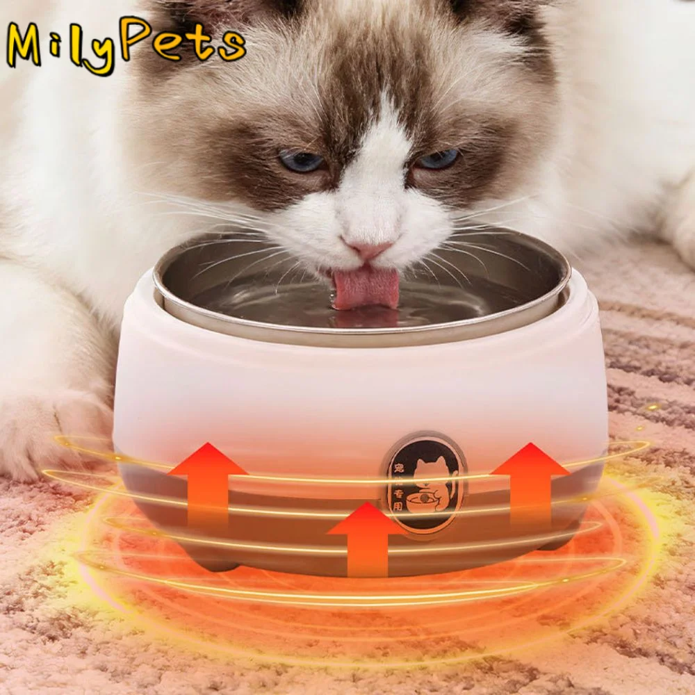 

Миска для воды с подогревом для домашних животных из нержавеющей стали, большая емкость, энергосберегающая нагревательная миска для воды, съемная малошумная поилка для собак