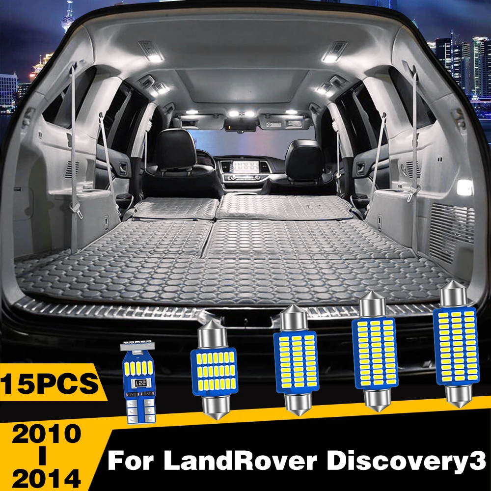 

15 Pcs LED Highlight Car Interior Dome Reading Light Roof Lamp Accessories For LandRover Discovery3 2010 2011 2012 2013 2014