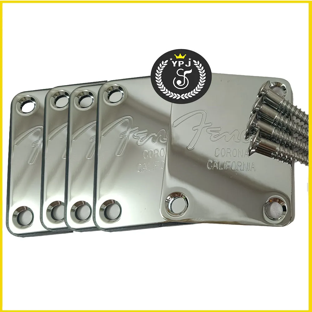 

5 Pack Electric Guitar Neck Plate with 4 Holes Screws for ST TL Guitars , Jazz Bass Plates Replacement Silver Logo Wholesale