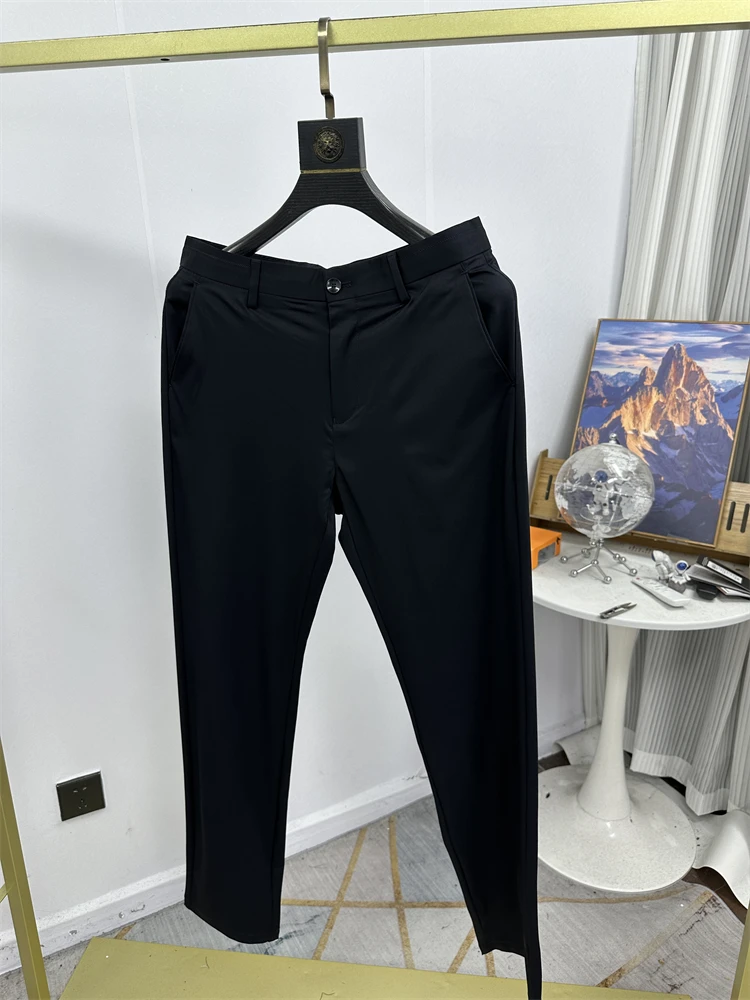 

Мужские брюки из ледяного шелка в стиле кэжуал: эластичные, комфортные, однотонные, быстросохнущие, прямого кроя, на молнии, со средней посадкой