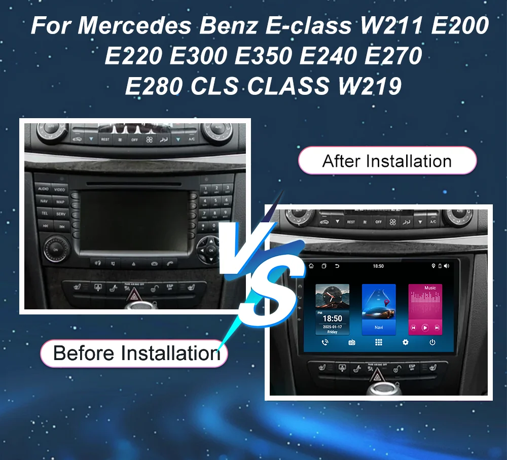 Car Radio For Mercedes Benz E-class W211 E200 E220 E300 E350 E240 E270 E280 CLS CLASS W219 Auto Multimedia Player Carplay Stereo view 2