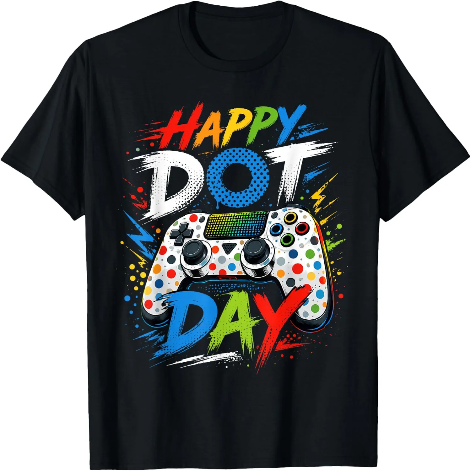 Happy Dot Day Video Game Colorful Polka Dot Gamer Boy Kids T-Shirt graphic tee, men’s, women’s, halloween shirt,