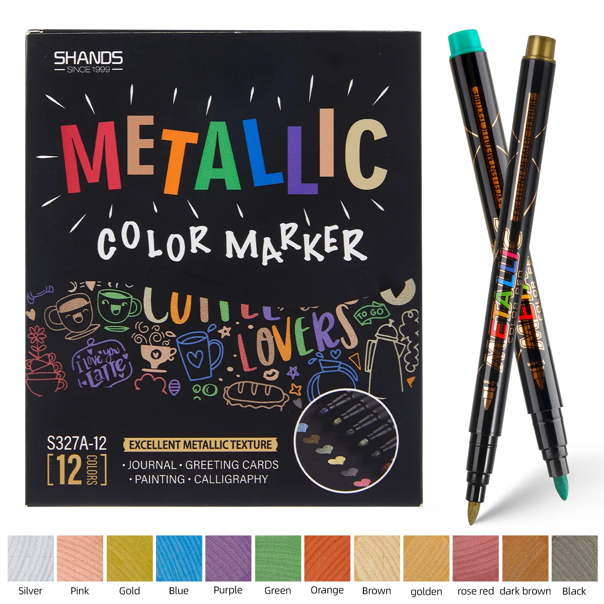 8/12 Metall-Farbmarker-Set, schnell trocknende, glatte Farbstifte, ideal für Bürobesprechungen, Studentennotizen, Tagebuchzeichnungen, Rückseite