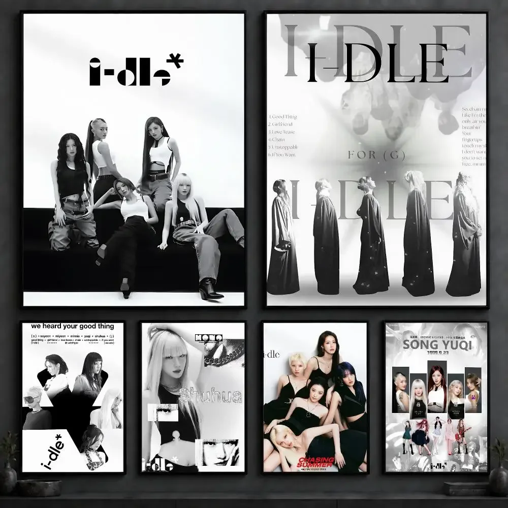 Group (G)(G)IDLES Poster Art  Self-Adhesive No Glue Residue Wall Decor for Bedroom Living Room