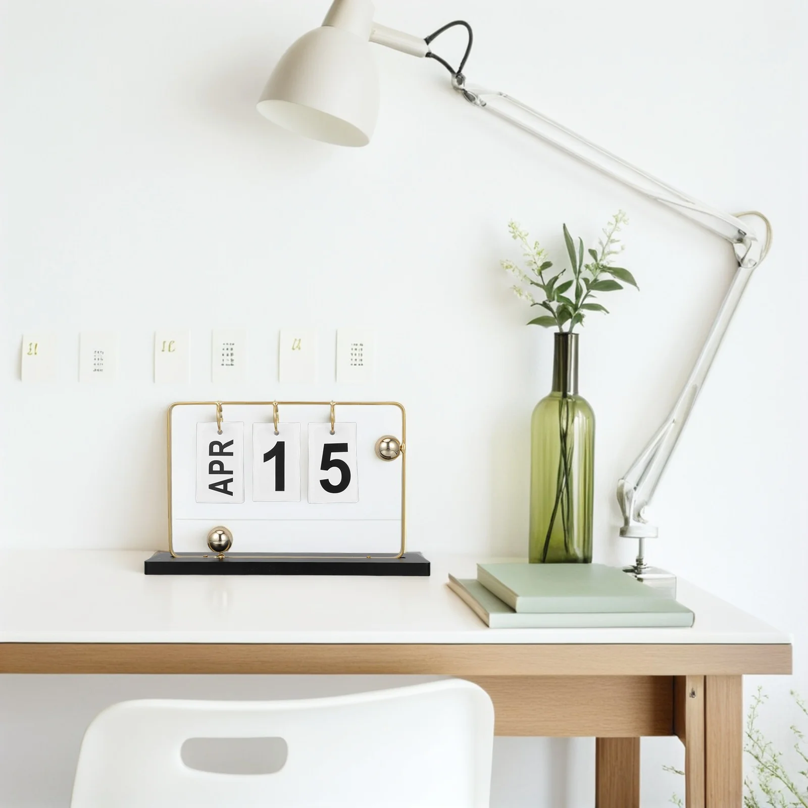 

1 set 1 Set Desktop Perpetual Calendar Metal Stand Vintage Wooden Block Daily Planner For Home Office Decor Small Desk Calendar