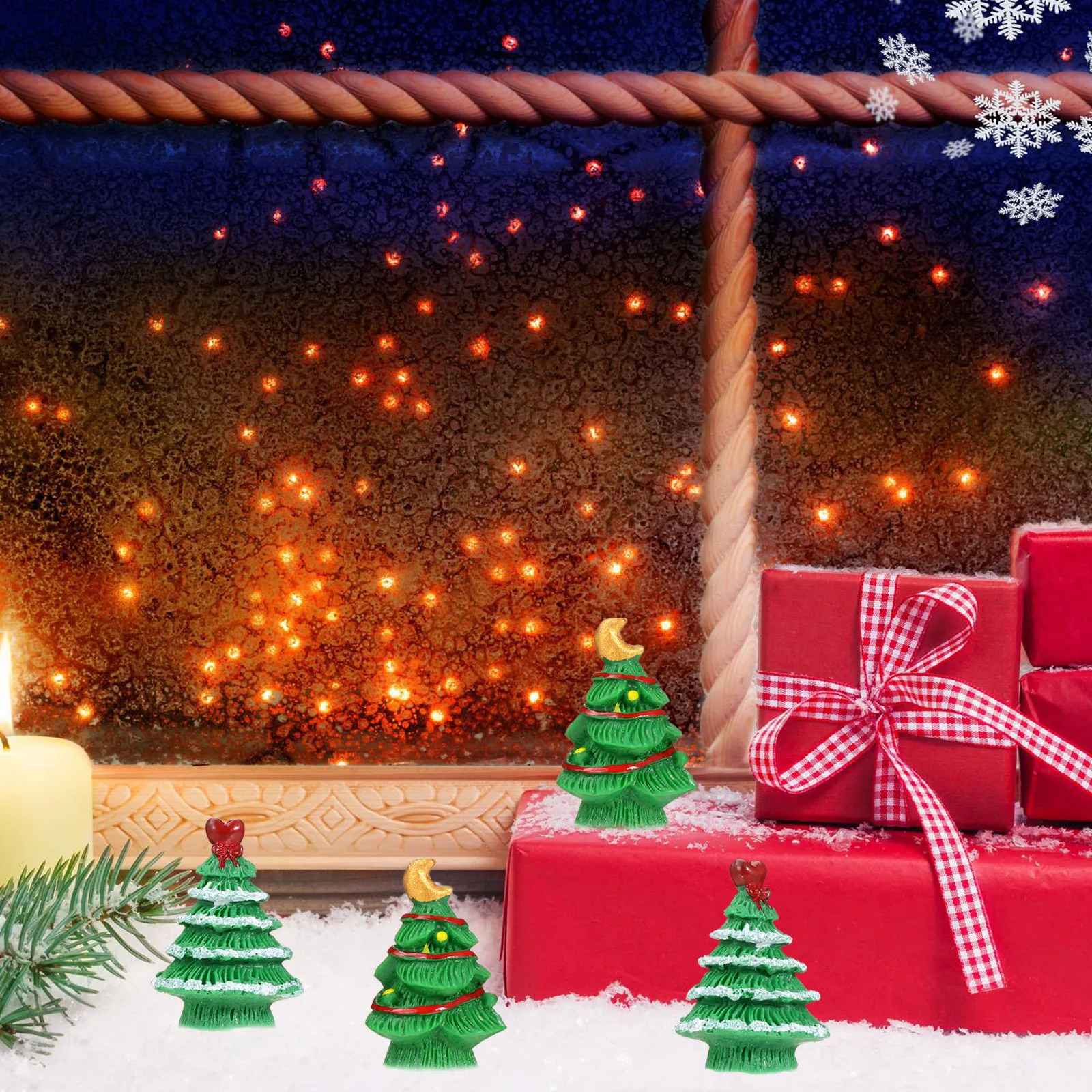 

15Pcs Resin Decorations Christmas Tree Ornament Premium Creative Pine Tree Decoration for Home Office Cafe Hotel Desktop