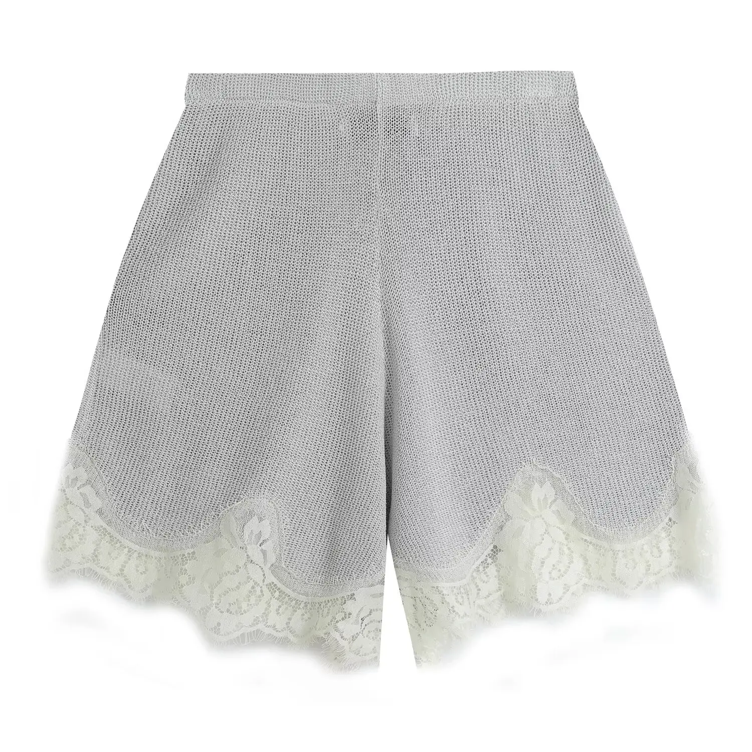 TFMLN Damenmode Spitzen-Strick-Set mit Rundhalsausschnitt, ausgestellten Ärmeln, lockerem Oberteil + Mini-Shorts, schicke Herbstkleidung für Urlaub und Party. – Detail 12