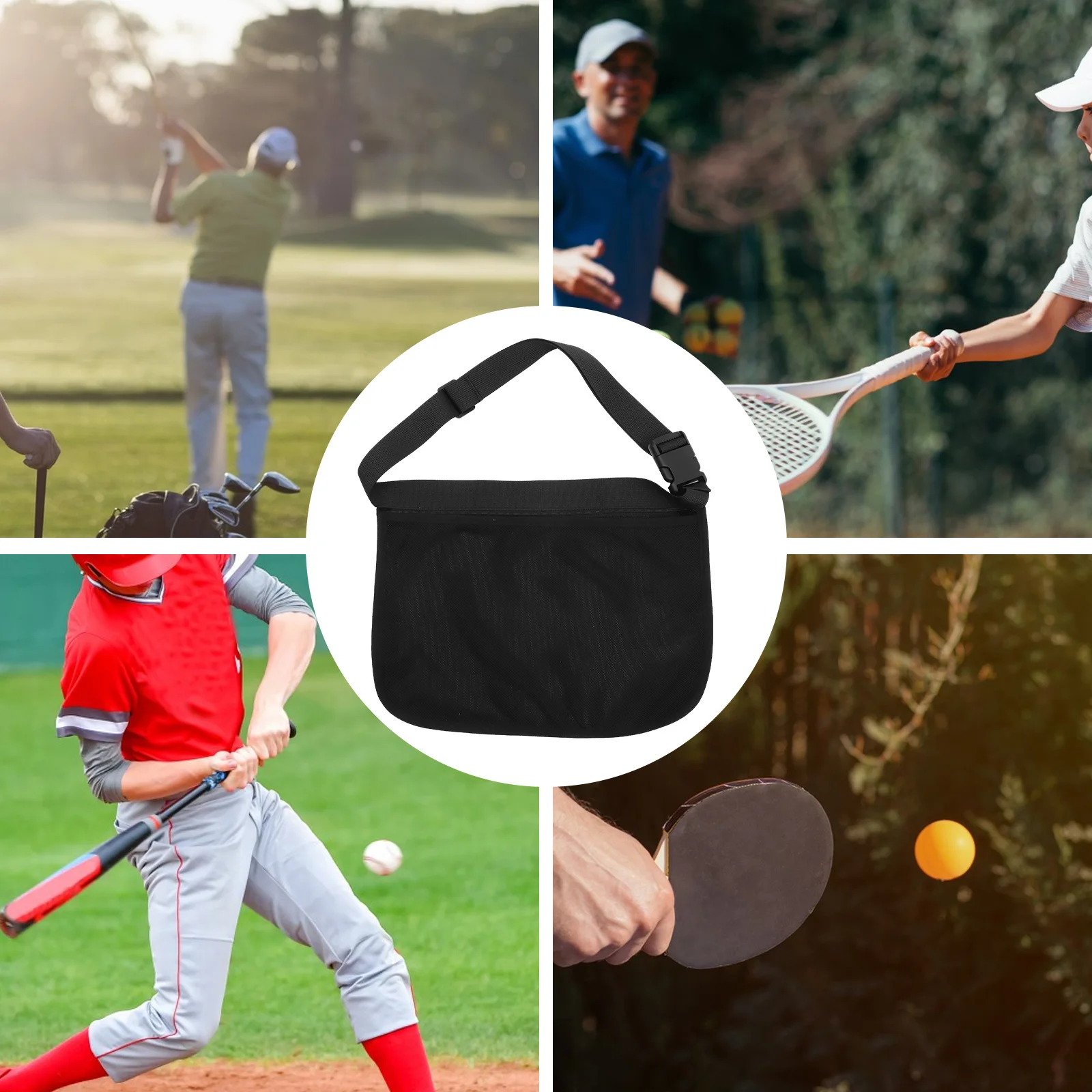 

Mesh Bag Tennis Ball Waist Portable Net for Balls Organizer Black Small Drawstring