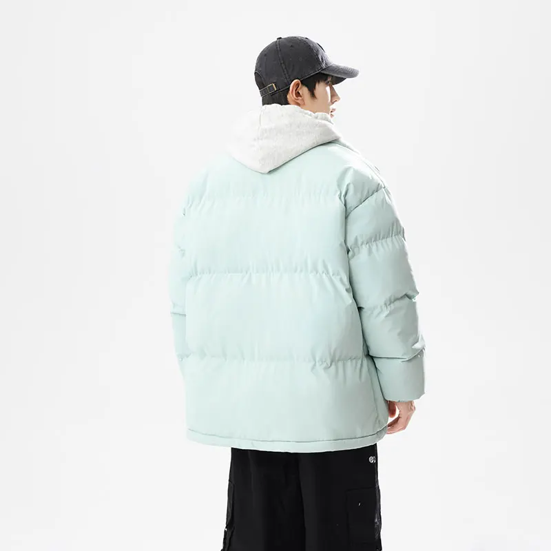 

Unisex Padded Jacket Women Outdoor Thickened Fleece Windproof Travel Coats Male Stand Collar Solid Thermal Skiing Casual Jacket