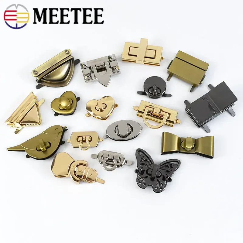 2Pcs Meetee Bag Clasp Clip Buckle Metal Turn Lock Closures for Handbag Purse Hardware Clasps Making Supplies Accessories