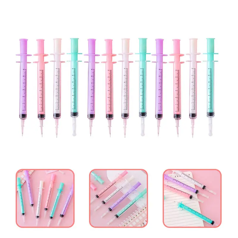 4Pcs Stationery Simulation Syringe Modeling Promotions Gel Pen Students Toy Needle Gel Pen