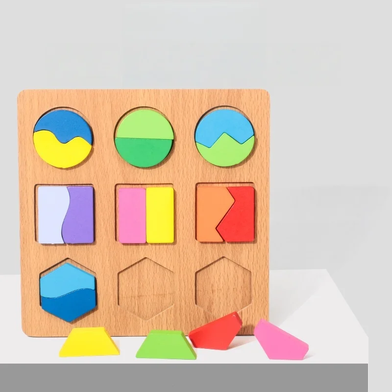 Forme per bambini Puzzle in legno Montessori Tavola geometrica 3D Gioco educativo per l'apprendimento prescolare Giocattolo cognitivo dei colori per bambini