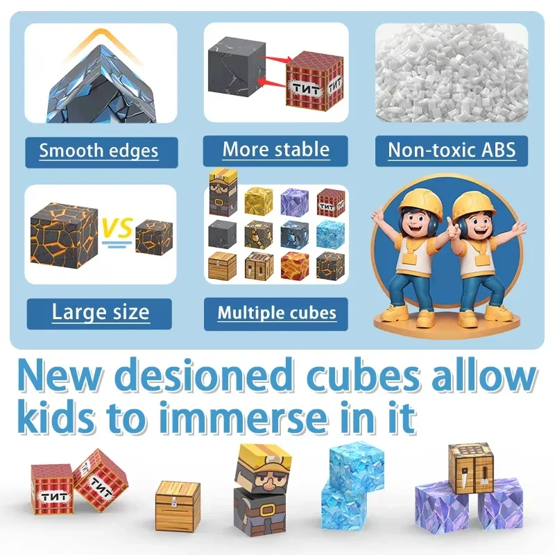 DIY Creative Magnetic Building Blocks 143PCS Magnet Cube Set for Boys STEM Puzzle Education Sensory Toys Christmas Holiday Gifts