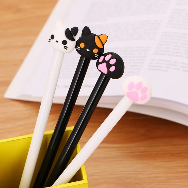 Imagem -03 - Cute Cat Gel Canetas para Crianças Canetas de Escrita Tinta Preta Animal Escritório e Material Escolar Artigos de Papelaria por Atacado 100 Pcs