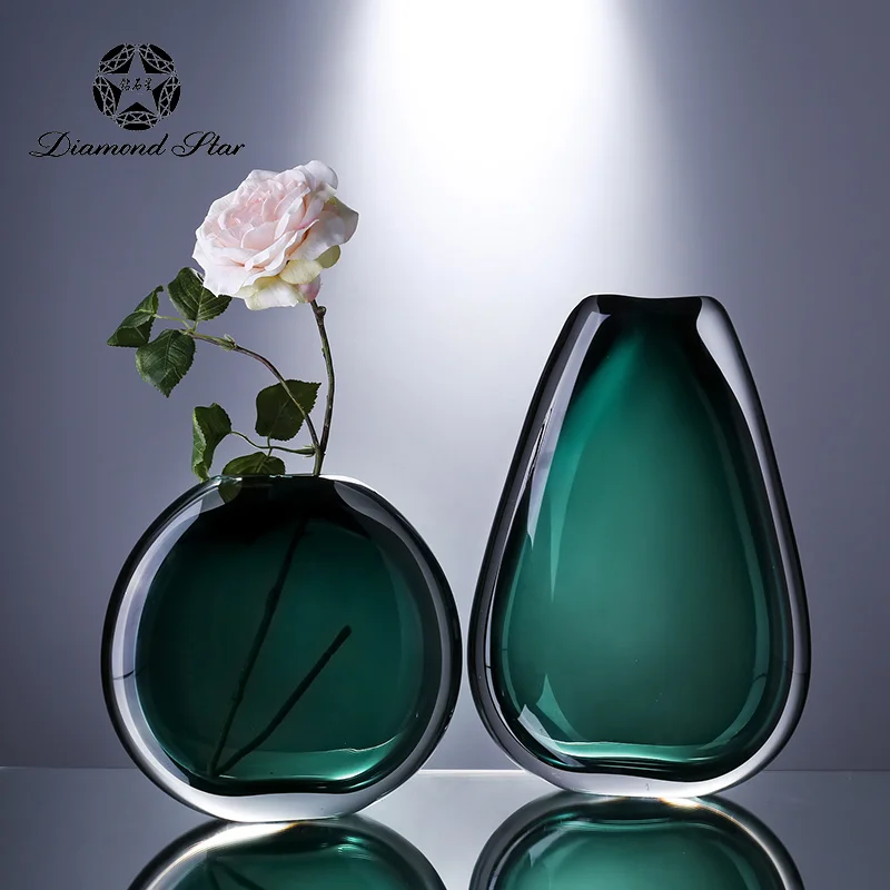 Diamond Star Europe Nordic Style Flower Vase Home Interior Accessories Decoration Colorful Murano Hand Blown Glass Vase