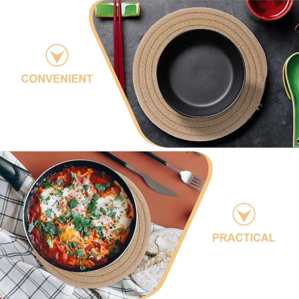 4 قطعة المفارش المستديرة المنسوجة القطن العزل الحراري وعاء حامل منصات مكافحة تحرق الجدول الحصير الوقايات متعددة الأغراض