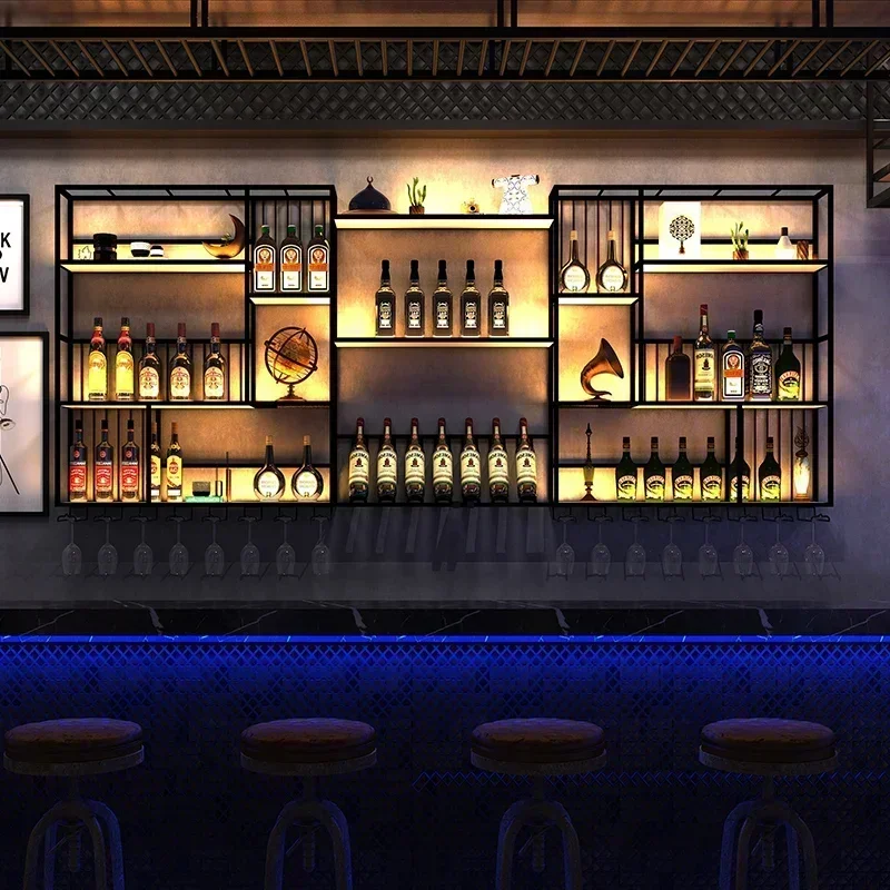 

Drinks Cabinet Hanging Bar Metal Storage Room Liquor Whiskey Showcase Outdoor Display Nordic Open Cabinets Wine Refrigerator