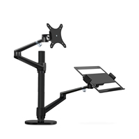 UPERGO Aluminum Height Adjustable Desktop Dual Arm Monitor Laptop Mount Holder Arm Laptop Holder