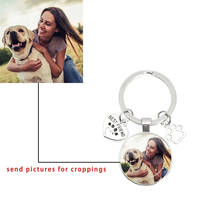 Custom Photo Pet Dog Keychain I Love Dog Glass Cabochon Mini Heart Claw Pendant Keyring Car Key Man Women Favorite Souvenir Gift