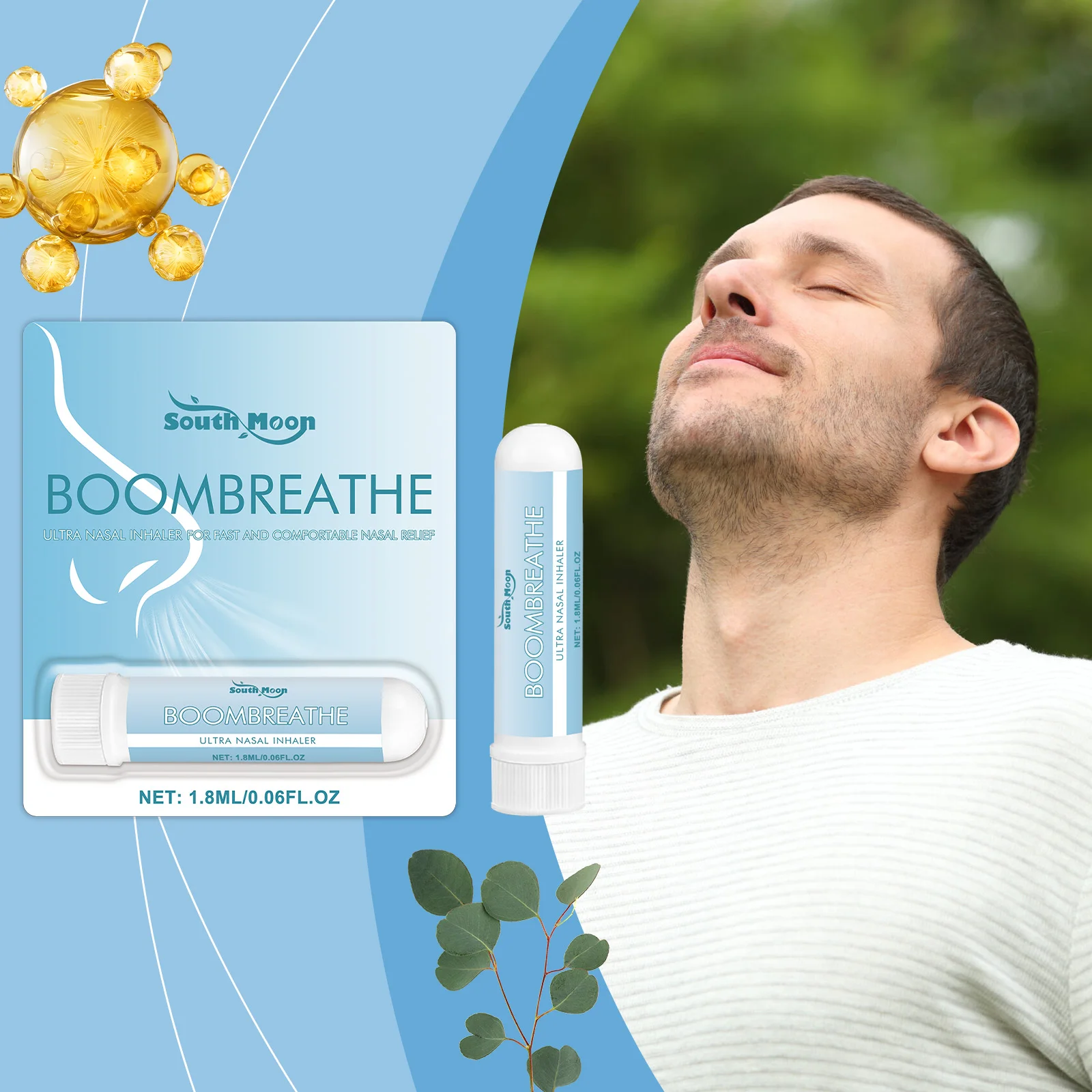 South Moon Menthol Naseninhalator Lindert verstopfte Nase Rhinitis Erfrischende Nasenwiederherstellung Atmung Saugstab Energieriegel
