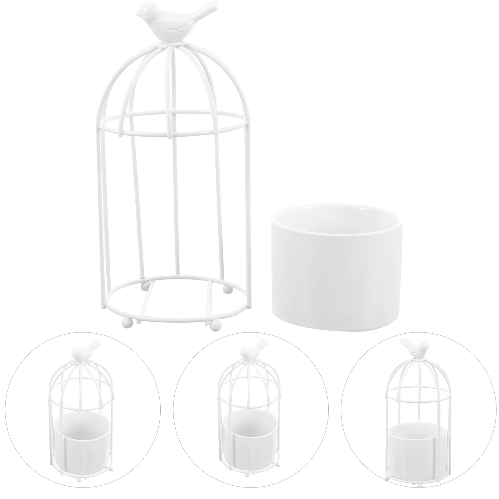 

Cage Flowerpot Vase Desktop Ornament Plant Decor Succulent Supplies Shelf Golden Durable Safe Home Office Garden Use