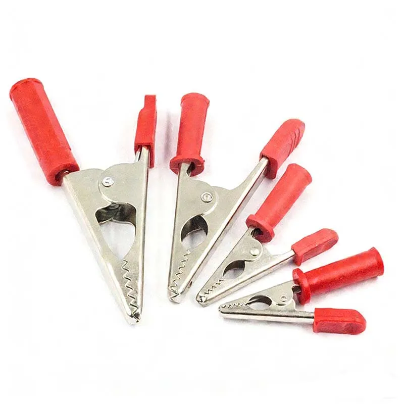 5PCS Copper Alligator Clip Power Supply Test Lead with 4mm Banana Jack, Openings: 5/10/20/30mm
