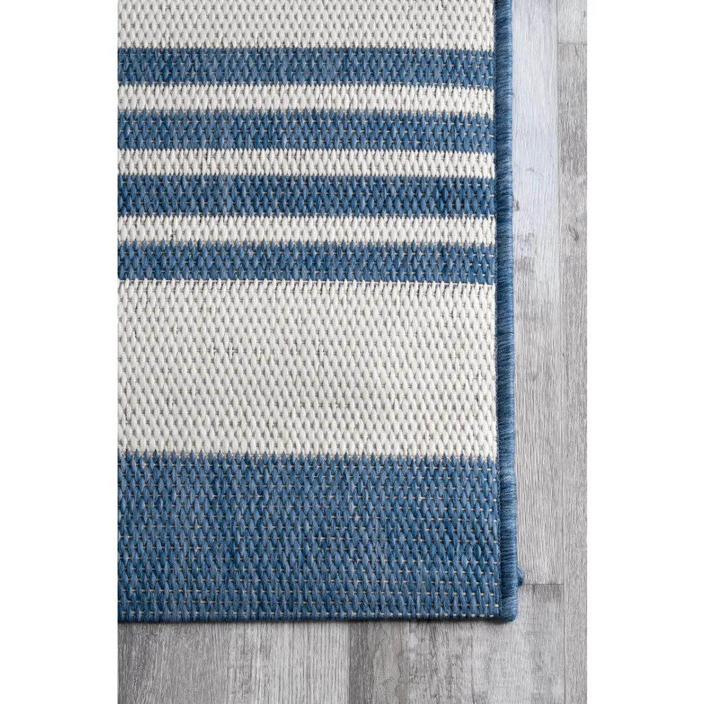 Robin Multi Stripe Indoor/Outdoor Blue 5' 3 x 7' 6 Coastal Area Rug