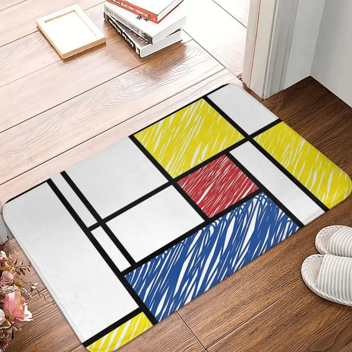 Mondrian Minimalist De Stijl Doormat Polyester Floor Mat Cushion Carpet Kitchen Entrance Home Rugs Mats Balcony Non-slip Footpad