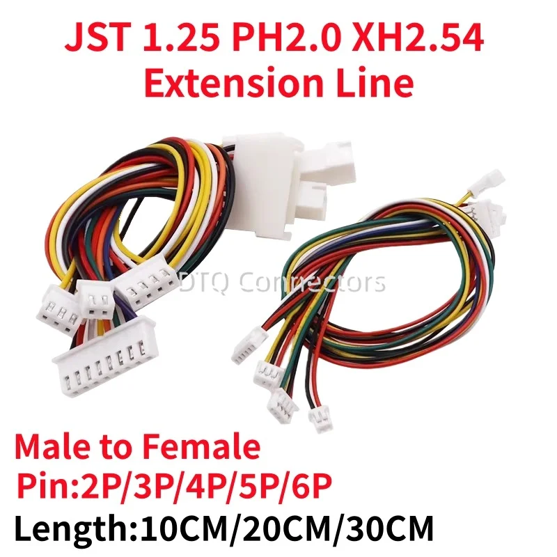 5Pcs JST 1.25mm PH2.0 XH2.54 Male To Female Conversion Line 2/3/4/5/6/Pin PH 2.0mm XH2.54MM Extension Wire 10CM 20CM 30CM