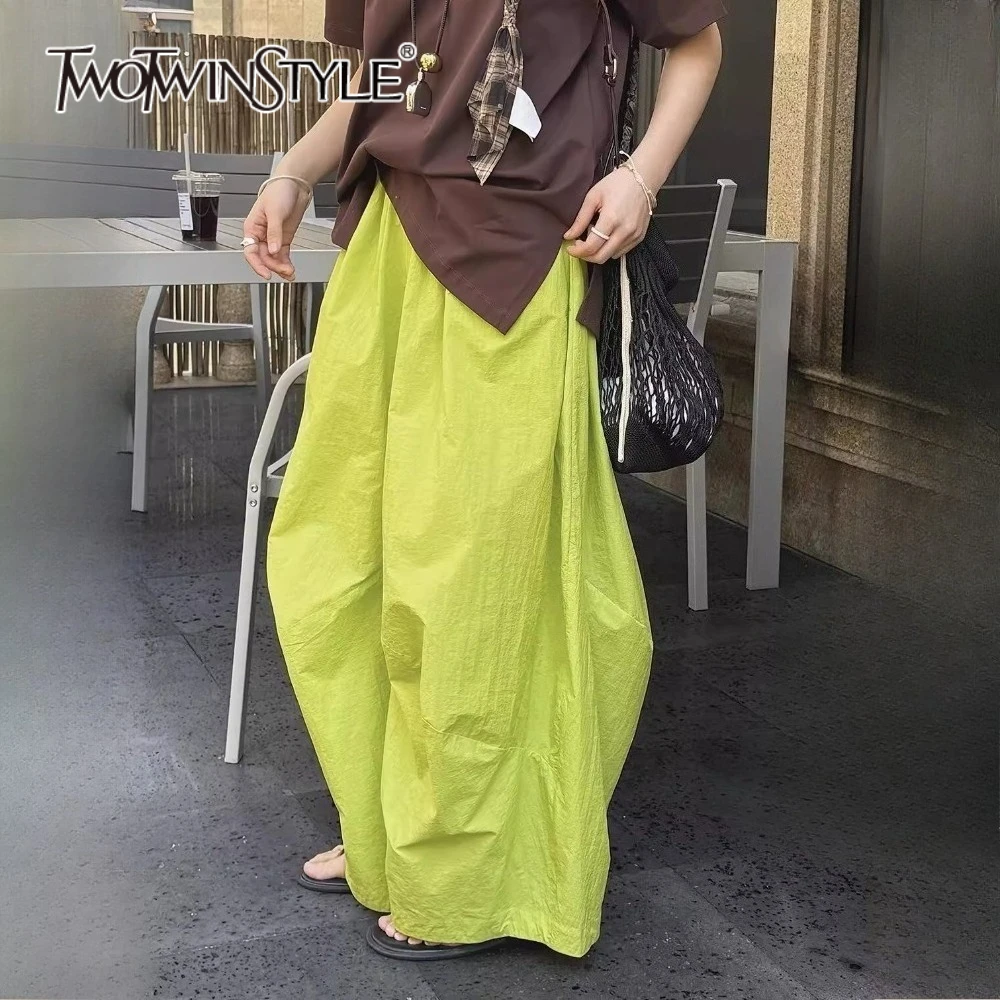TWOTWINSTYLE Lässige Weite Pyjamahose in Übergröße, Locker Sitzende Lange Hose für Damen, Ins-Style Hauskleidung, Damen-Hose, Frühlings-Neuheit